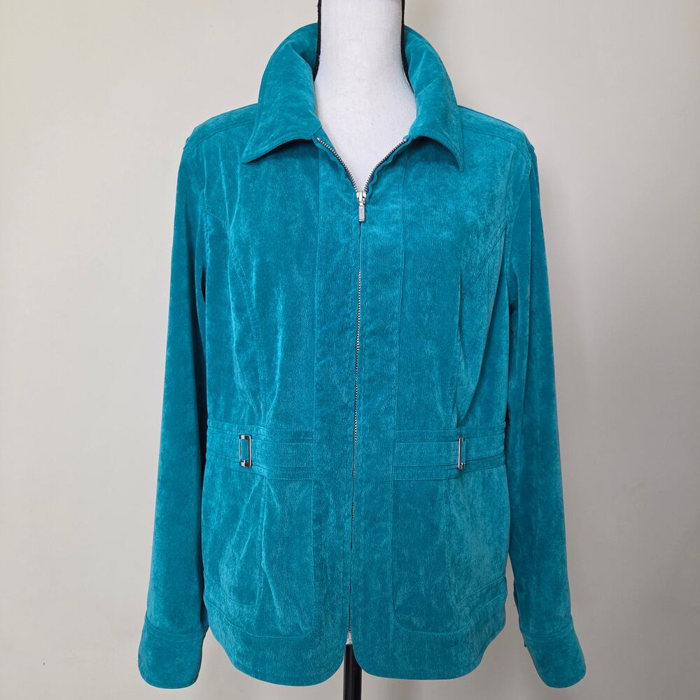 Christopher & Banks L Corduroy Jacket Full Zip Collar Unlined